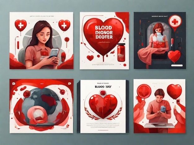 world donor day social media stories vector flat design