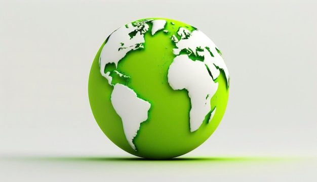 世界アースデーのコンセプト 白い背景に緑の惑星地球のイラスト アースデー ポスター バナー カード 4 月 22 日 地球環境を救う 惑星地球は Ai を生成します