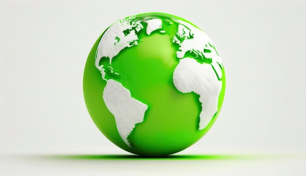 Концепция Всемирного дня Земли Иллюстрация зеленой планеты Земля на белом фоне День Земли Плакат Баннерная открытка 22 апреля Спасение окружающей среды планеты Планета Земля Генерация Ai