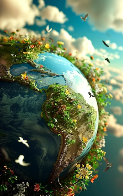 World earth day concept Renewable green energy Eco life Enviroment protection Save the world