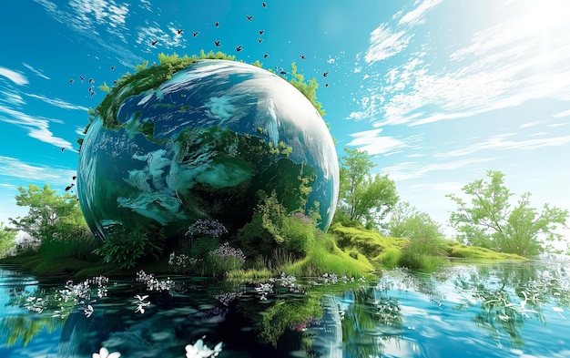 World earth day concept Renewable green energy Eco life Enviroment protection Save the world