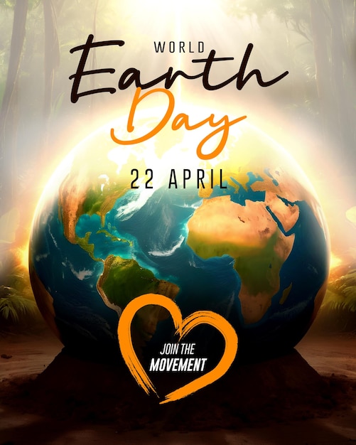 World Earth Day flyer with globe background social media post