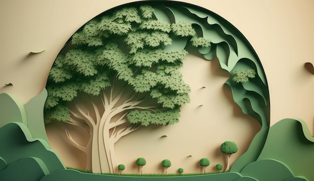 Зеленое дерево Всемирного дня Земли с миром Сохранение окружающей среды спасает концепцию экологии чистой планеты