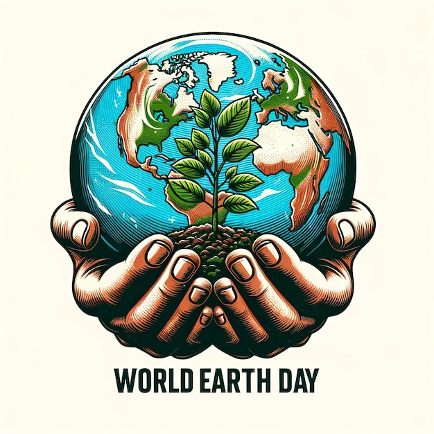 World Earth Day Hand holding earth Earth day Sustainable green Ecofriendly Generative ai