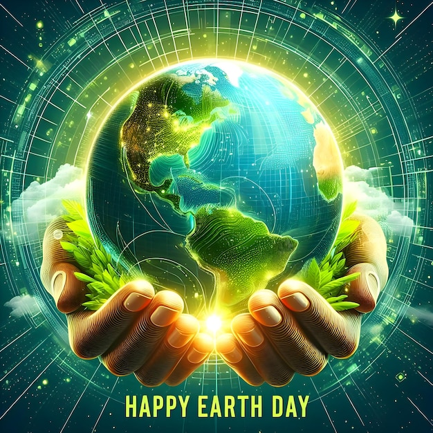 World Earth Day Illustration With a Earth Globe Showing a Vision of Green World