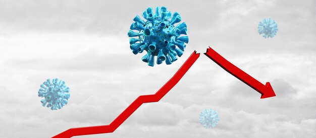 Foto economia mondiale e concetto di virus corona. l'impatto del coronavirus in borsa.