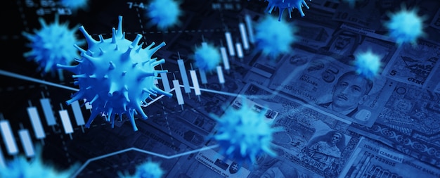 world economy and corona virus concept. the impact of coronavirus on the stock exchange.