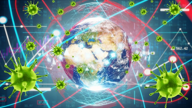 Photo world economy and corona virus concept. the impact of coronavirus on the world. 3d illustration