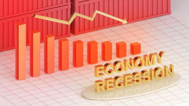 Recessione dell'economia mondialerecessione economicail commercio di investimenti si contraerendering 3d