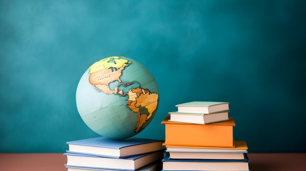 World education day background Globe with book