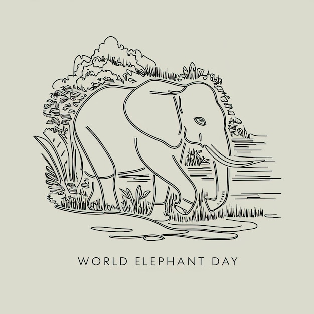 Photo world elephant day with this charming minimalist elephant illustration