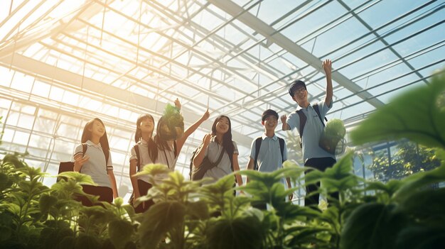 세계 환경의 날 축하 학교 말레이 십대 학교 학생 그룹