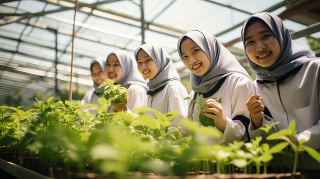 Photo world environment day celebration by school a group of malay teen school students