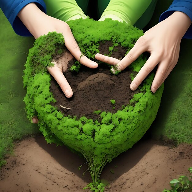 World environment day concept with tree planting and green earth on volunteering hands for ecologica