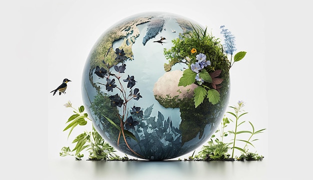 World environment day cute 3d scene earth day background photo illustration