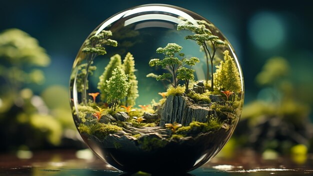 World environment day and Earth Day concept with glass globe ecosystem AI Generated Image