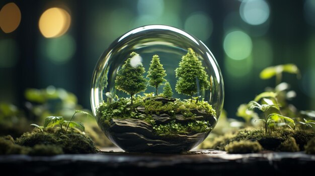 World environment day and Earth Day concept with glass globe ecosystem AI Generated Image