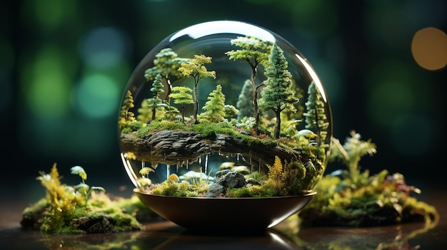 World environment day and Earth Day concept with glass globe ecosystem AI Generated Image