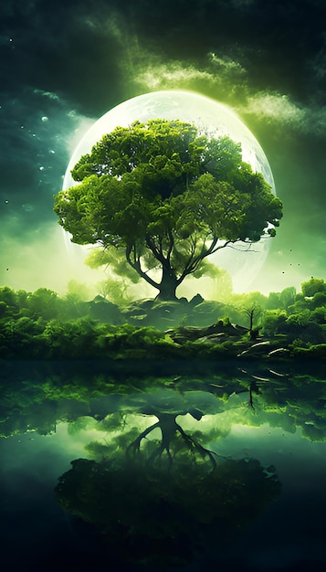 World environment day text with a full view of planet earth and nature creative manipulation