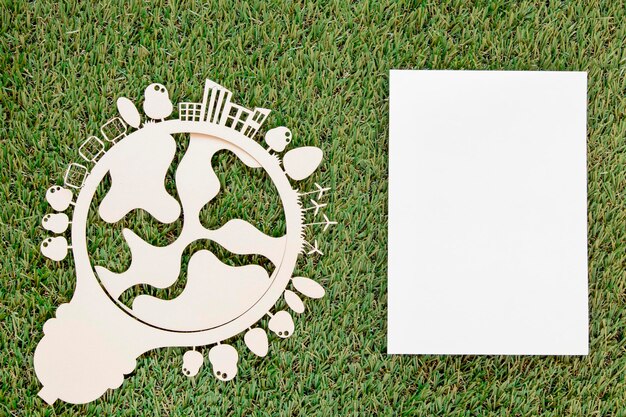 world environment day wooden object empty card grass