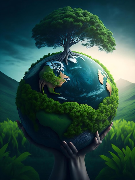 World environment day world earth day importance of protecting nature environment earth on hand