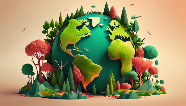 World environment and earth day 3D illustration