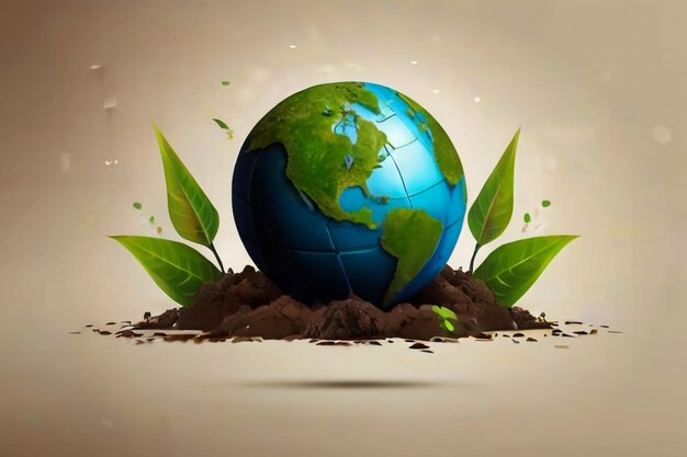 Foto world environment and earth day concept paper cut 3d (documento concettuale sulla giornata mondiale dell'ambiente e della terra)