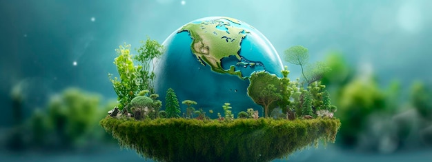 World environment and earth day concept with globe nature and eco friendly environment Generative AI