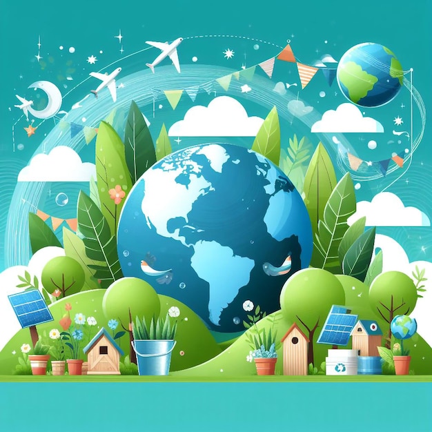 Photo world environment and earth day illustration background