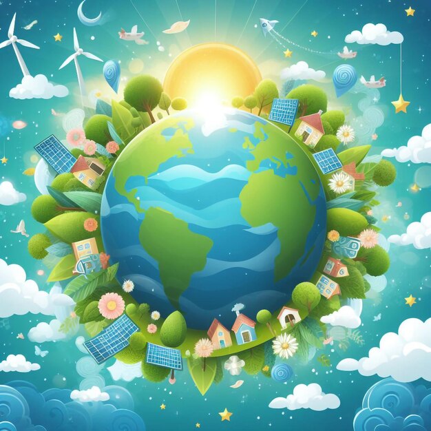 World environment and earth day illustration background