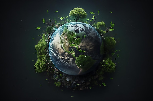 Photo world environment and earth day promote more sustainable world generative ai
