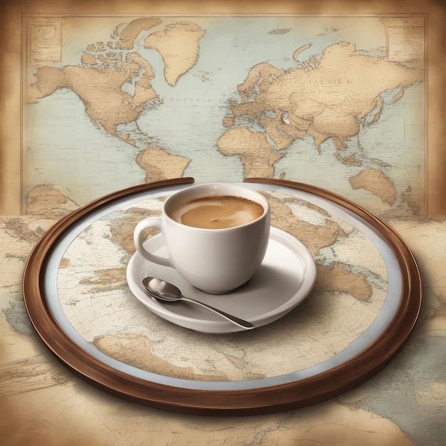 Foto a world in every sip coffee world maps aspetto cinematografico