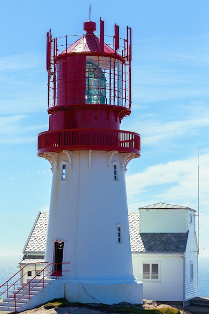 World famous Lindesnes lighthouse at the south of Norway