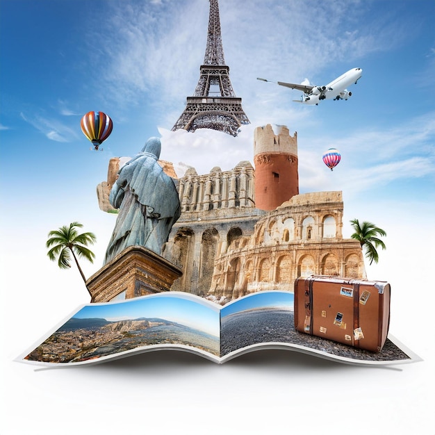 world famous travel concept background