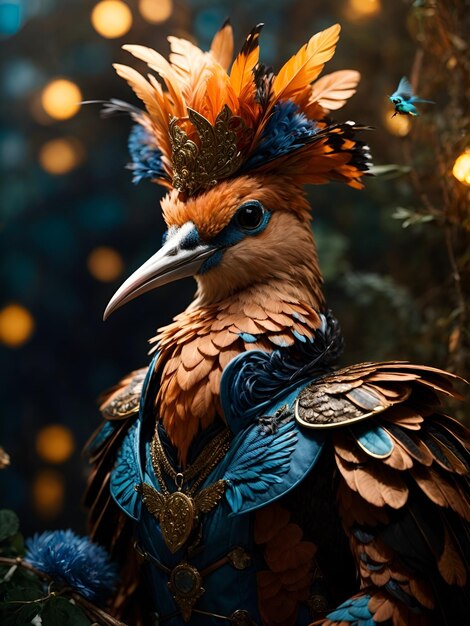 a world of fantasy and wonder with this anthropomorphic Hoopoe bird