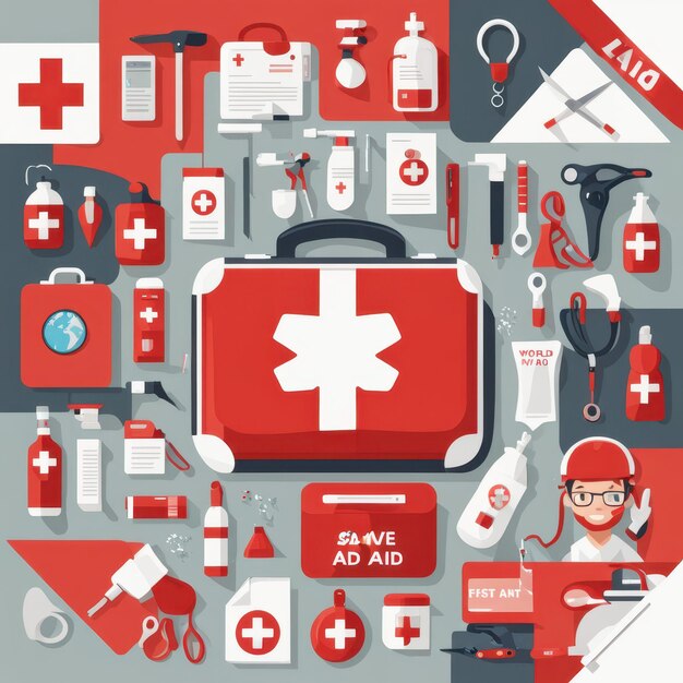 Photo world first aid day save lives