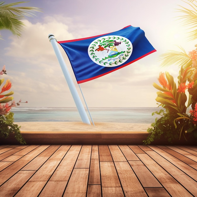 World Flag of belize on a summer backgorund