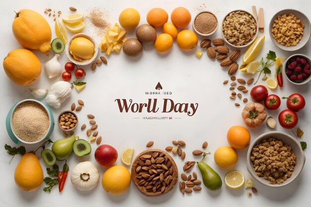 Foto giornata mondiale dell'alimentazione 2d vettoriale sfondo bianco