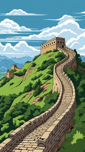 World great wall ancient chinese architecture picture AI Generated art