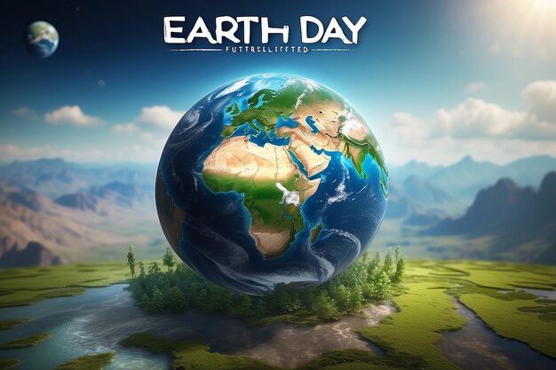 World happy earth day with planet earth text background