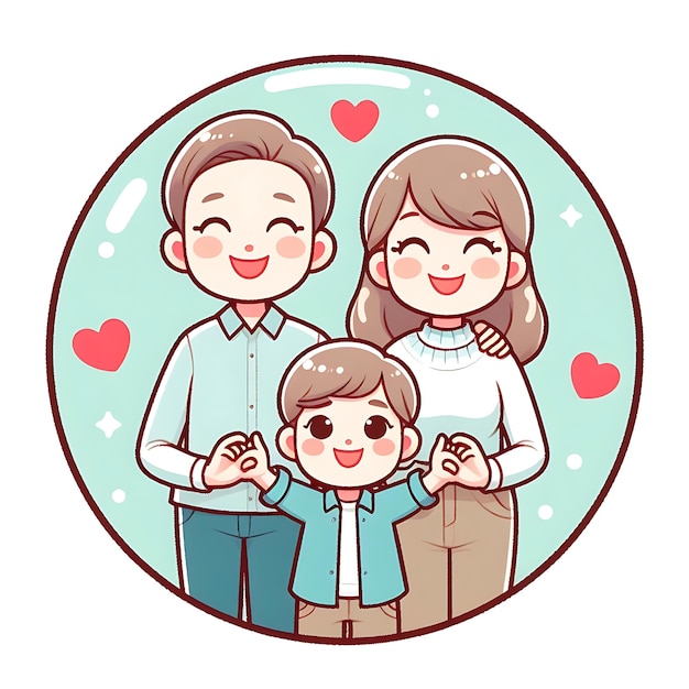 World happy family day illustration couple family outing parents and children