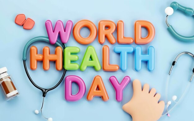 world health day 3d template background