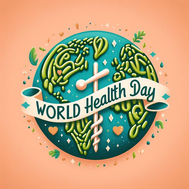 World health day calligraphy on earth