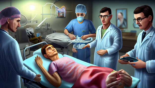世界保健デーは、患者を治療するグローバルウェルネス漫画医師の鍵