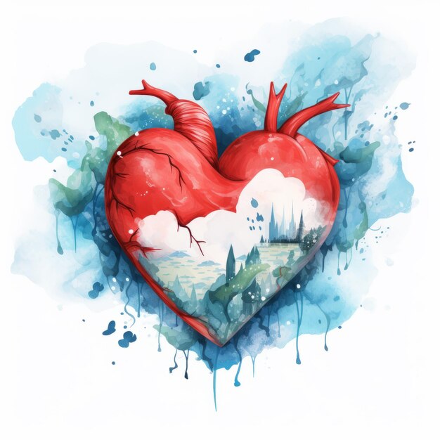 world heart day banner watercolor illustration