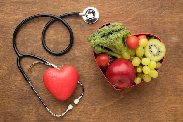 Foto concetto di giornata mondiale del cuore con cibo sano