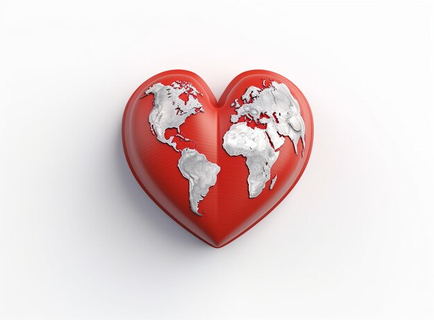 World heart day human heart beat with world map concept banner