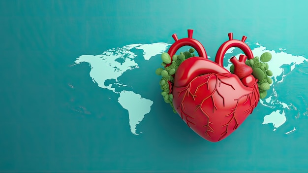 World heart day Web banner with copy space Generative AI