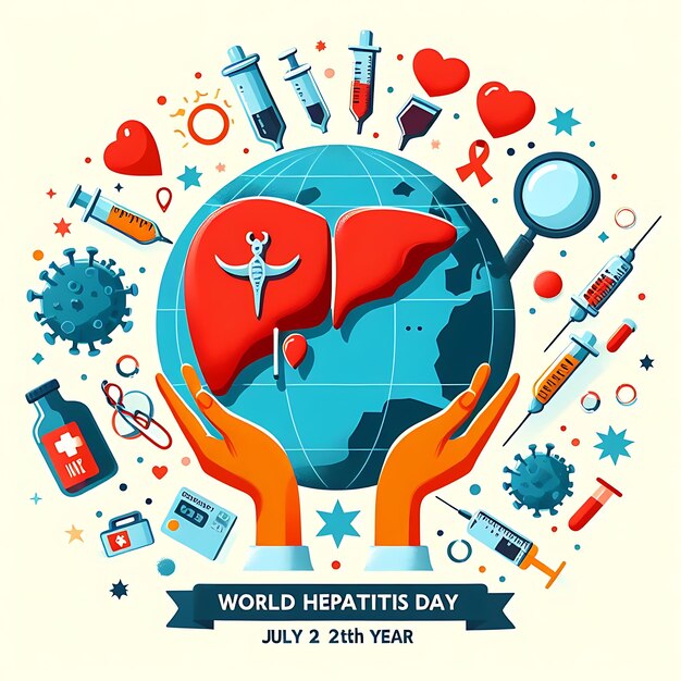 World hepatitis day poster paper cut 3d red liver icon Vector illustration