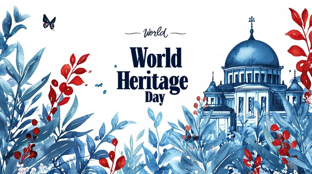 A world Heritage day banner with its concept and written in the middle Generative AI